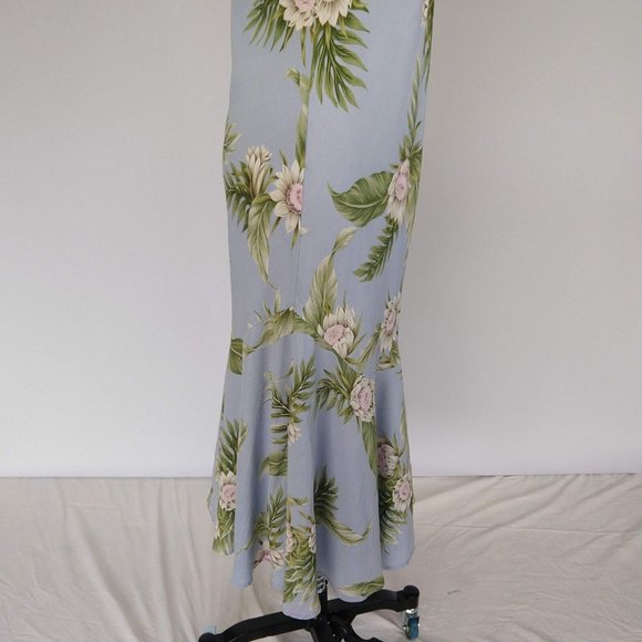 Vintage Kaua'iana Hawaiian Midi Dress Size M Petite Blue Floral Tropical *FLAWS - Picture 8 of 14